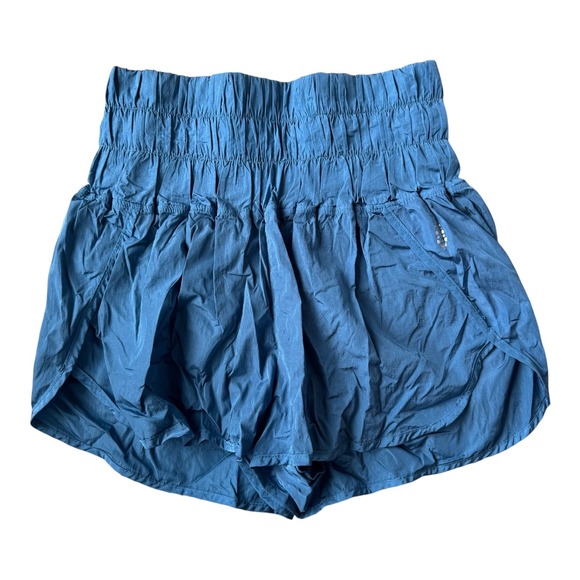 Free People Movement The Way Home Shorts Lined Ocean Blue Smocked Waistband Sz S - Picture 2 of 6